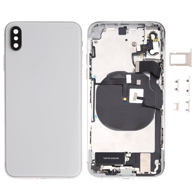 Battery Back Cover Assembly (with Side Keys & Speaker Ringer Buzzer & Motor & Camera Lens & Card Tray & Power Button + Volume Button + Charging Port + Signal Flex Cable & Wireless Charging Module) for iPhone XS(White)