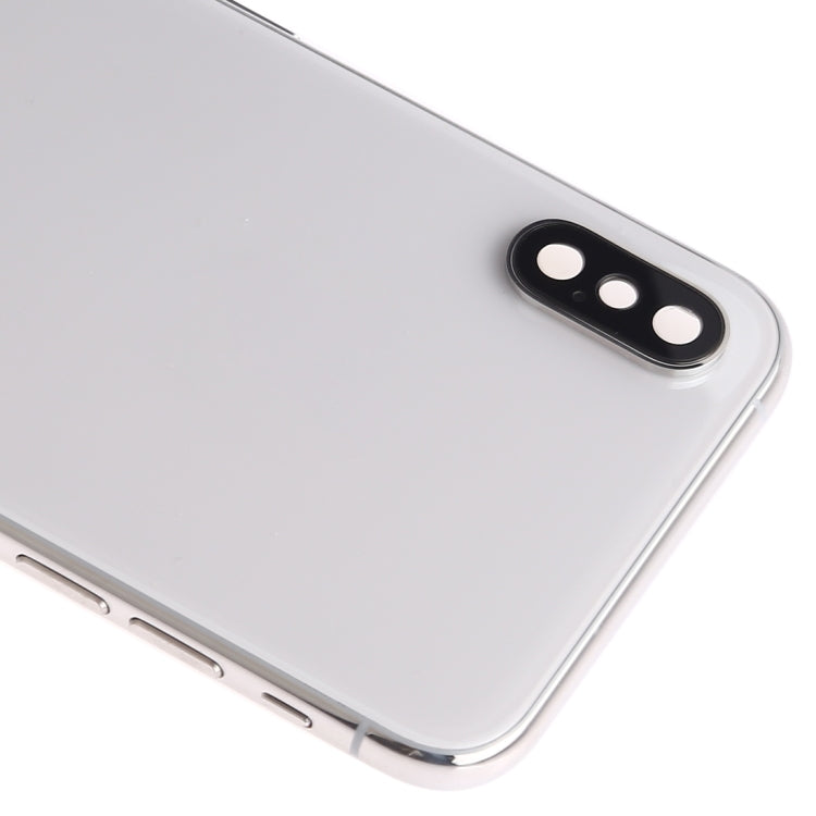 Battery Back Cover Assembly (with Side Keys & Speaker Ringer Buzzer & Motor & Camera Lens & Card Tray & Power Button + Volume Button + Charging Port + Signal Flex Cable & Wireless Charging Module) for iPhone XS(White)