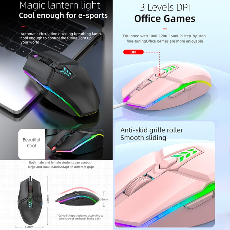 S700 Colorful Light USB Wired Office Gaming Mouse (Blue)