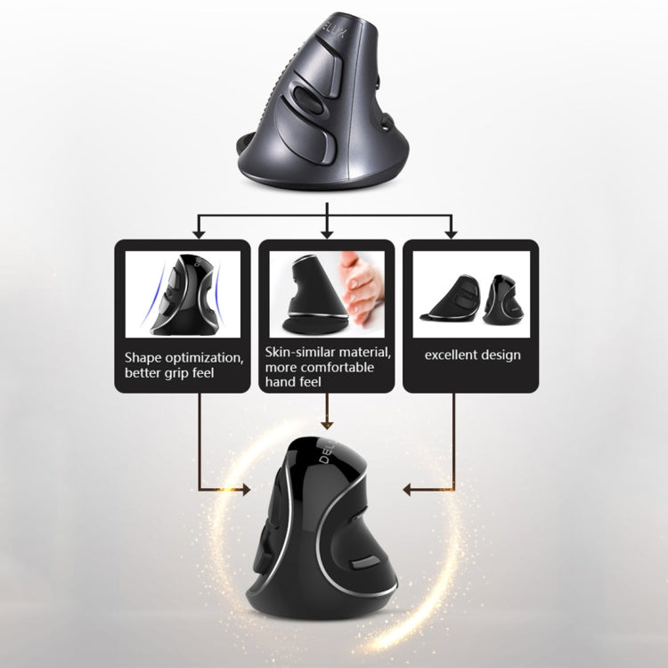 DELUX M618 Plus 2.4G 1600DPI Wireless Portable Vertical Ergonomic Mouse - free shipping - PMC Jewellery - Order now!
