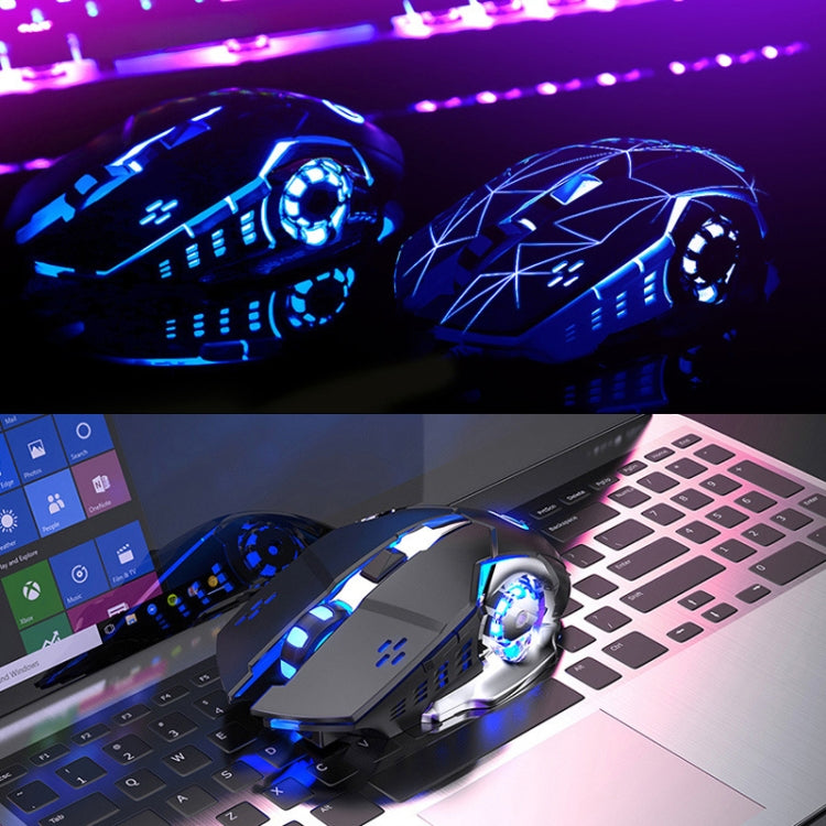 YINDIAO A4 2.4GHz 1600DPI 3-modes Adjustable Rechargeable Wireless Silent Gaming Mouse (Black Silver) - free shipping - PMC Jewellery - Order now!