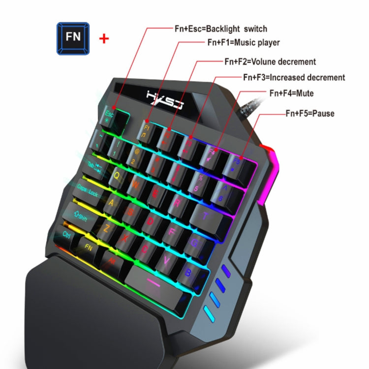 HXSJ V100 + A876 Mobile Game One Hand Wired Keyboard + Mouse Set - free shipping - PMC Jewellery - Order now!