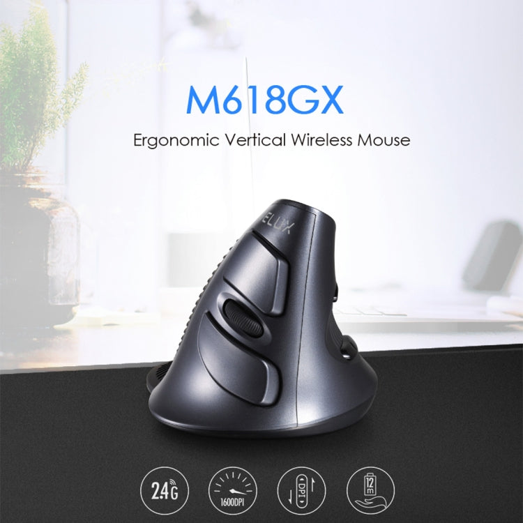 DELUX M618GX Wireless Ergonomic Vertical Mouse 1600DPI Optical Mouse - Wireless Mice by DELUX | Online Shopping South Africa | PMC Jewellery | Buy Now Pay Later Mobicred