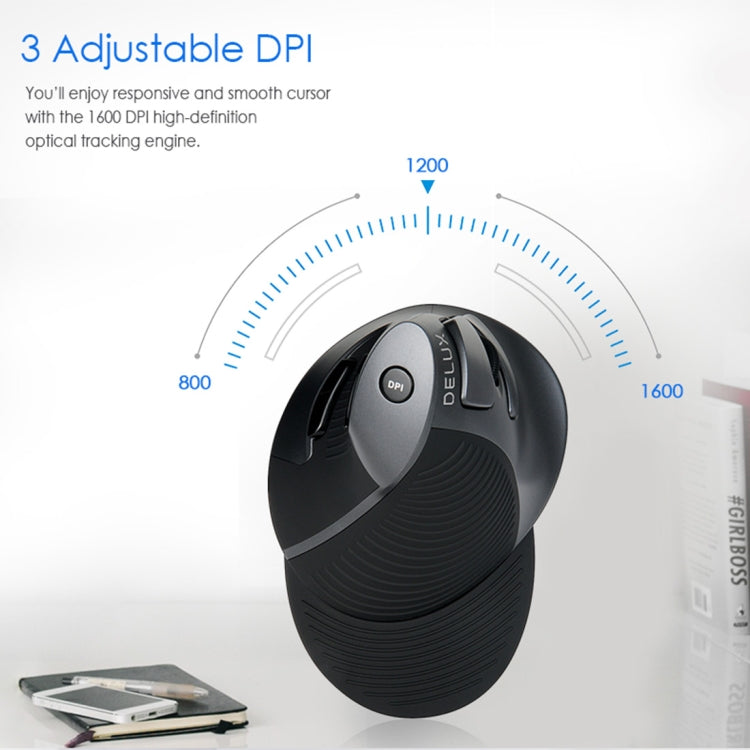 DELUX M618GX Wireless Ergonomic Vertical Mouse 1600DPI Optical Mouse - Wireless Mice by DELUX | Online Shopping South Africa | PMC Jewellery | Buy Now Pay Later Mobicred