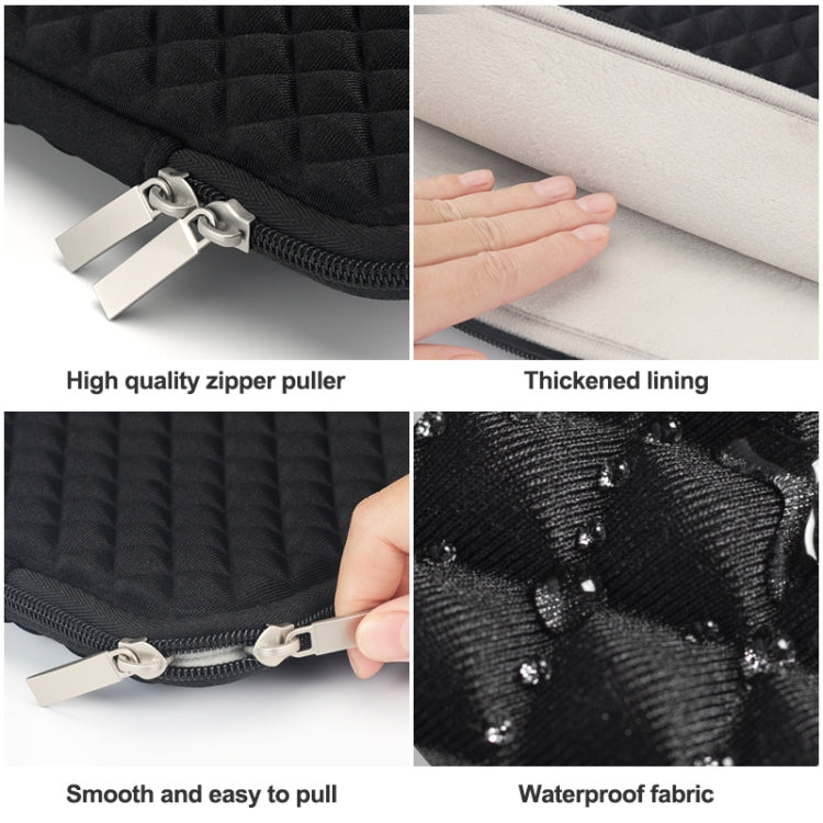 Diamond Texture Laptop Liner Bag, Size: 15.6 inch (Black)