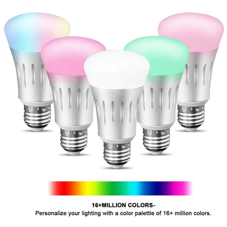 JH-G05 E27 7W WiFi Smart LED Light Bulb, 6000K+RGB 600LM Works with Alexa & Google Home, AC 175-255V(Silver)