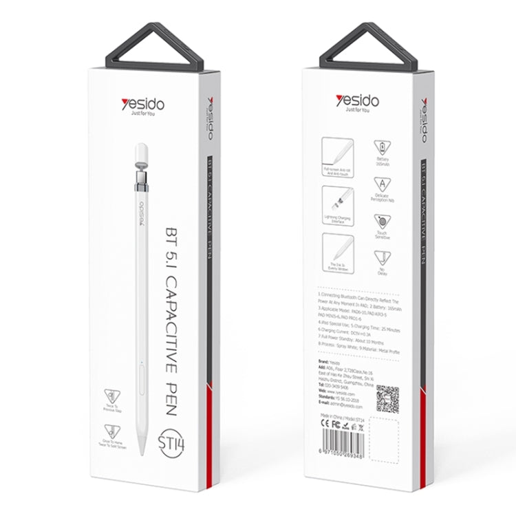 Yesido ST14 USB-C / Type-C Interface Multi-function Bluetooth Wireless Stylus Pen Capacitive Pencil for iPad (White) - free shipping - PMC TechLife - Order now!