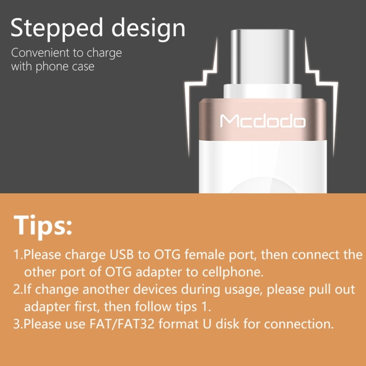 Mcdodo OT-1942 USB-C / Type-C to USB 3.0 AF Data Transmission Charging OTG Adapter(Gold) - OTG Adapter by Mcdodo | Online Shopping South Africa | PMC Jewellery | Buy Now Pay Later Mobicred