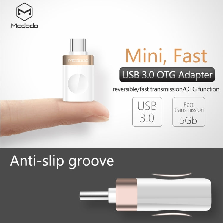 Mcdodo OT-1942 USB-C / Type-C to USB 3.0 AF Data Transmission Charging OTG Adapter(Gold) - OTG Adapter by Mcdodo | Online Shopping South Africa | PMC Jewellery | Buy Now Pay Later Mobicred