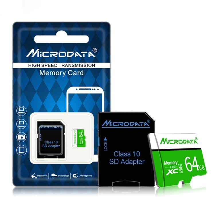 MICRODATA 64GB U3 Green and White TF(Micro SD) Memory Card - free shipping - PMC Jewellery - Order now!