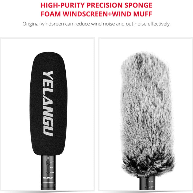 YELANGU YLG9933A MIC07 Professional Interview Condenser Video Shotgun Microphone with 6.5mm Audio Adapter & 3.5mm RXL Audio Cable(Black)