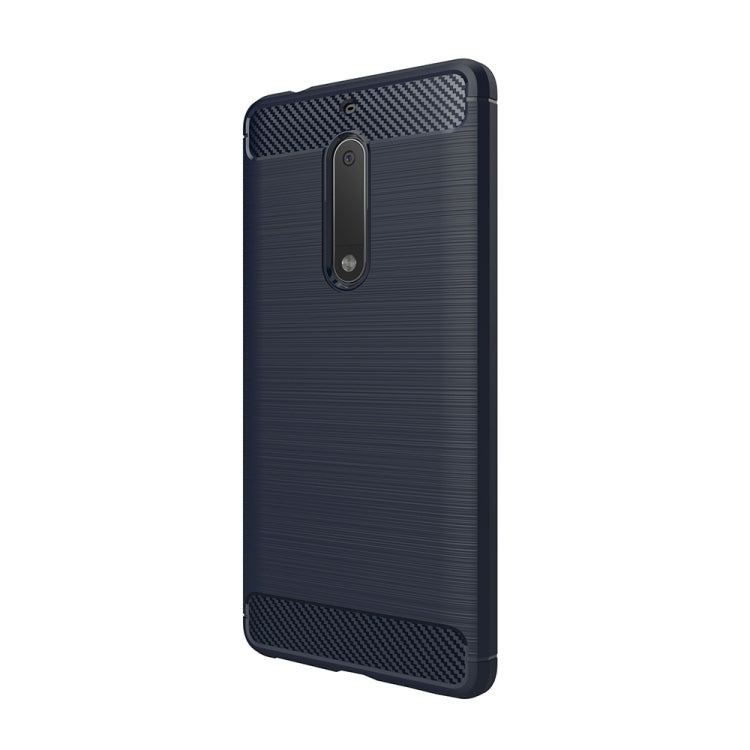 For Nokia 5 Brushed Carbon Fiber Texture Shockproof TPU Protective Cover Case(Navy Blue)