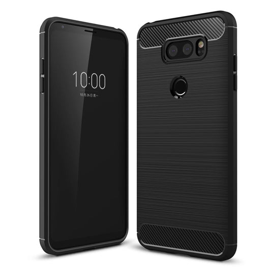 For LG V30 Brushed Texture Carbon Fiber Shockproof TPU Rugged Armor Protective Case (Black) - free shipping - PMC Jewellery - Order now!