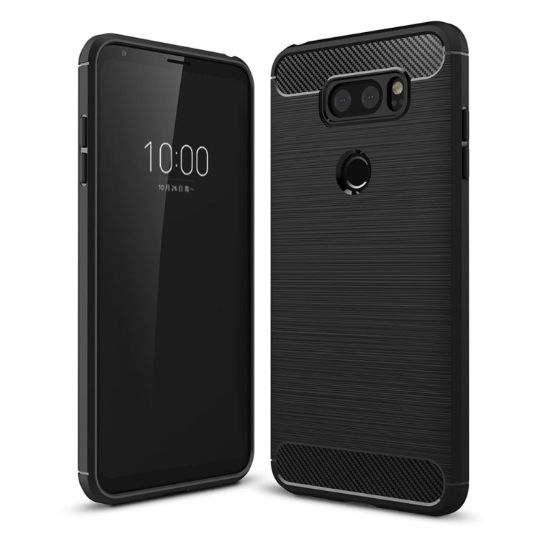 For LG V30 Brushed Texture Carbon Fiber Shockproof TPU Rugged Armor Protective Case (Black) - free shipping - PMC Jewellery - Order now!