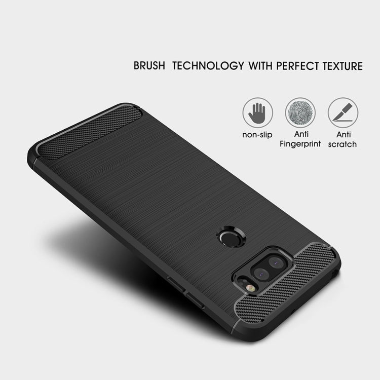 For LG V30 Brushed Texture Carbon Fiber Shockproof TPU Rugged Armor Protective Case (Black) - free shipping - PMC Jewellery - Order now!