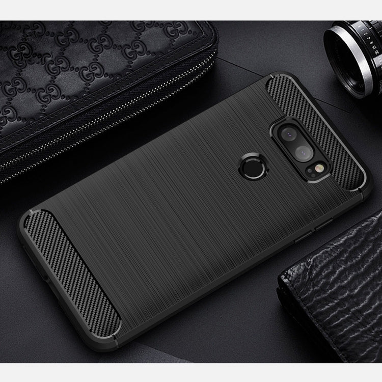 For LG V30 Brushed Texture Carbon Fiber Shockproof TPU Rugged Armor Protective Case (Black) - free shipping - PMC Jewellery - Order now!