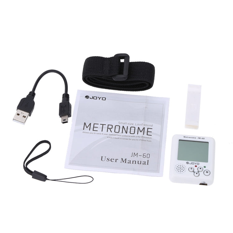 JOYO JM-60 Mini Portable Rechargeable Clip-on Electronic Digital Metronome Tone Generator Tuner for Guitar Violin Ukulele (White) - free shipping - PMC Jewellery - Order now!