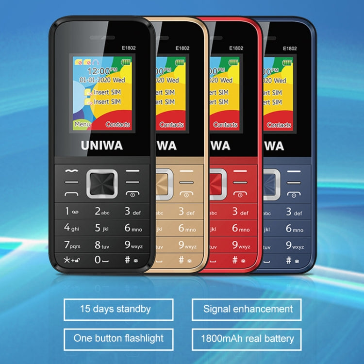UNIWA E1802 Mobile Phone, 1.77 inch, 1800mAh Battery, SC6531DA, 21 Keys, Support Bluetooth, FM, MP3, MP4, GSM, Dual SIM(Blue) - UNIWA by UNIWA | Online Shopping South Africa | PMC TechLife