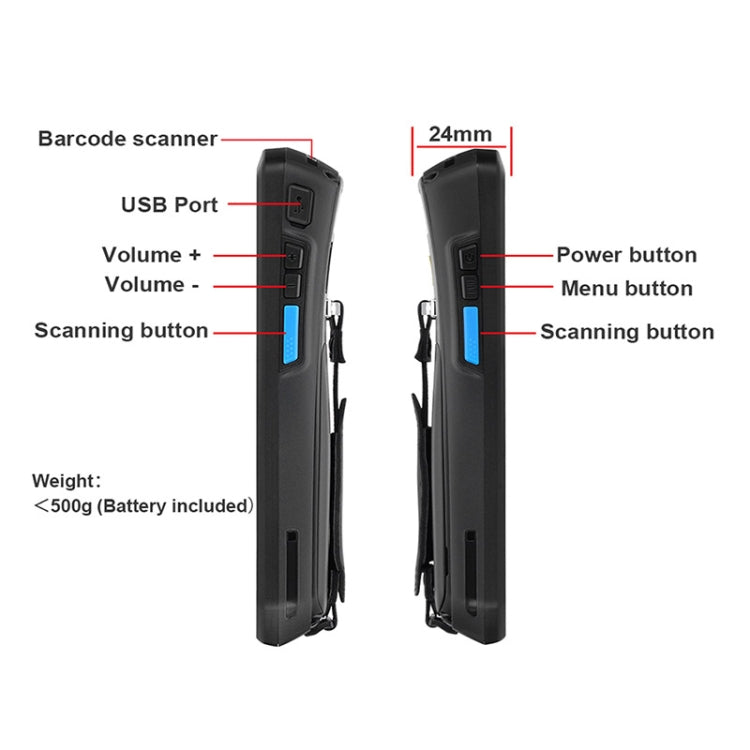 UNIWA S9000 Scanner Terminal Rugged Phone, 2GB+16GB, Water-resistant Dustproof Shockproof, 4800mAh Battery, 5.0 inch Android 9.0 MTK6761 Quad Core up to 2.0GHz, Network: 4G(Black)