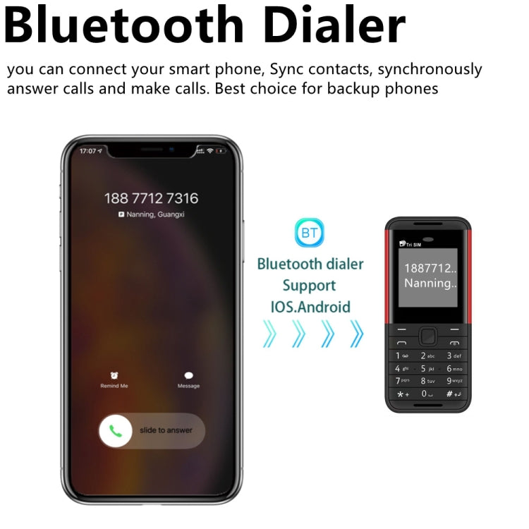 SERVO BM5310 Mini Mobile Phone, Russian Key, 1.33 inch, MTK6261D, 21 Keys, Support Bluetooth, FM, Magic Sound, Auto Call Record, GSM, Triple SIM (Black Red) - free shipping - PMC Jewellery - Order now!