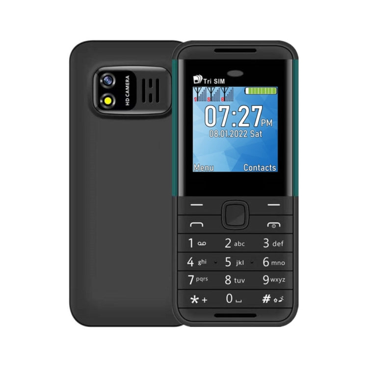 SERVO BM5310 Mini Mobile Phone, English Key, 1.33 inch, MTK6261D, 21 Keys, Support Bluetooth, FM, Magic Sound, Auto Call Record, GSM, Triple SIM (Black+green) - free shipping - PMC Jewellery - Order now!