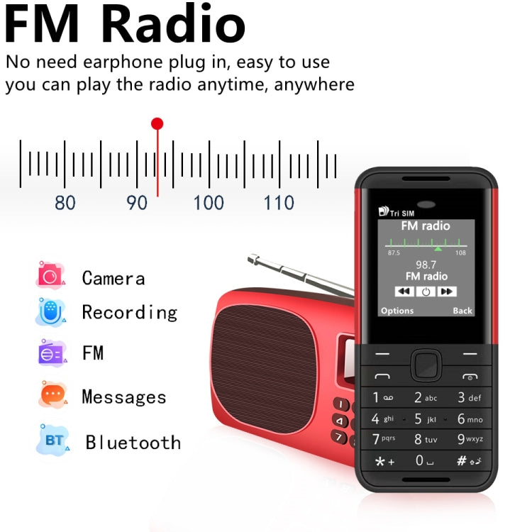 SERVO BM5310 Mini Mobile Phone, English Key, 1.33 inch, MTK6261D, 21 Keys, Support Bluetooth, FM, Magic Sound, Auto Call Record, GSM, Triple SIM (Red) - free shipping - PMC Jewellery - Order now!
