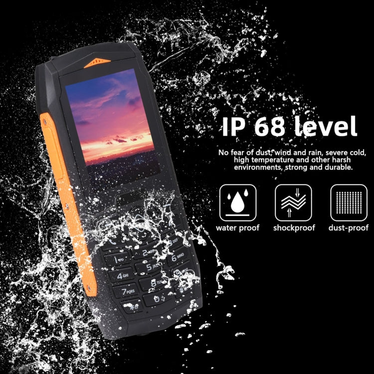 Rugtel R1C Rugged Phone, IP68 Waterproof Dustproof Shockproof, 2.4 inch, MTK6261D, 2000mAh Battery, SOS, FM, Dual SIM(Orange) - free shipping - PMC Jewellery - Order now!