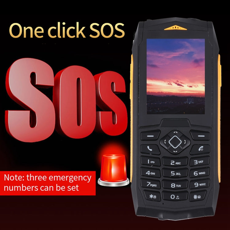 Rugtel R1C Rugged Phone, IP68 Waterproof Dustproof Shockproof, 2.4 inch, MTK6261D, 2000mAh Battery, SOS, FM, Dual SIM(Yellow) - free shipping - PMC Jewellery - Order now!