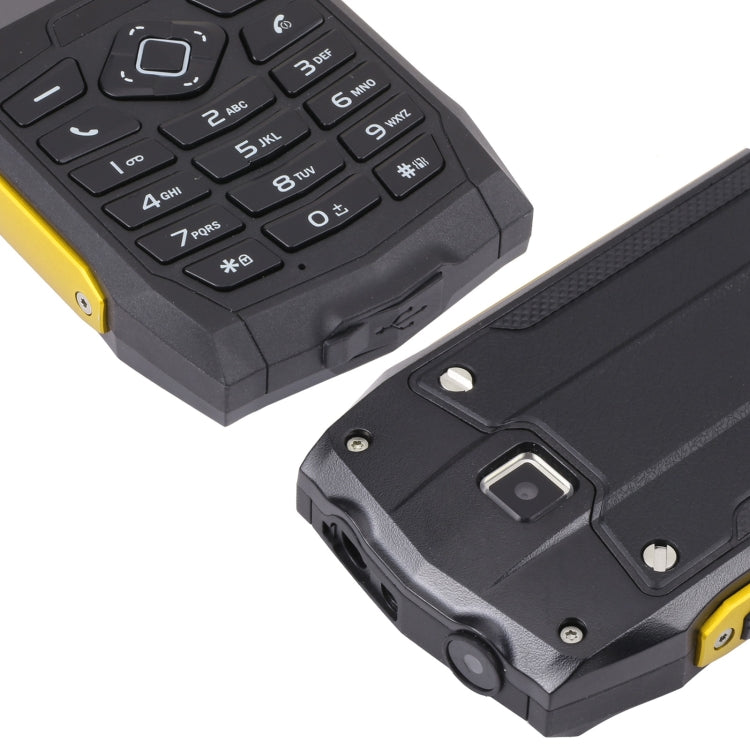 Rugtel R1D Rugged Phone, IP68 Waterproof Dustproof Shockproof, 2.4 inch, MTK6261D, 2000mAh Battery, Loud Box Speaker, FM, Network: 2G, Dual SIM(Yellow) - free shipping - PMC Jewellery - Order now!