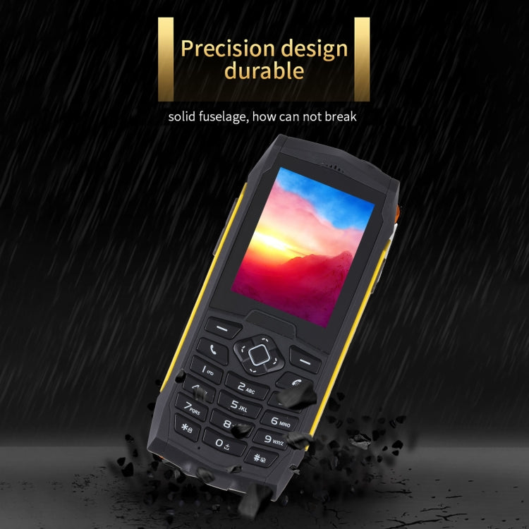 Rugtel R1D Rugged Phone, IP68 Waterproof Dustproof Shockproof, 2.4 inch, MTK6261D, 2000mAh Battery, Loud Box Speaker, FM, Network: 2G, Dual SIM(Yellow) - free shipping - PMC Jewellery - Order now!