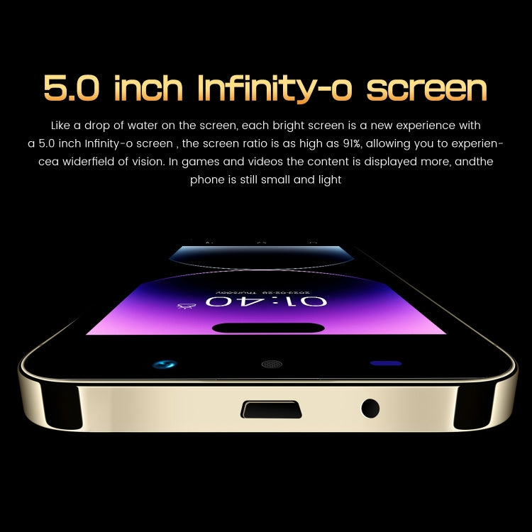 i14 mini HRDP5, 512MB+4GB, 5.0 inch Screen, Face Identification, Android 5.0 MTK6572 Dual Core, Network: 3G (Gold)