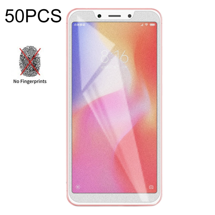 50 PCS Non-Full Matte Frosted Tempered Glass Film for Xiaomi Redmi 6 / Redmi 6A, No Retail Package
