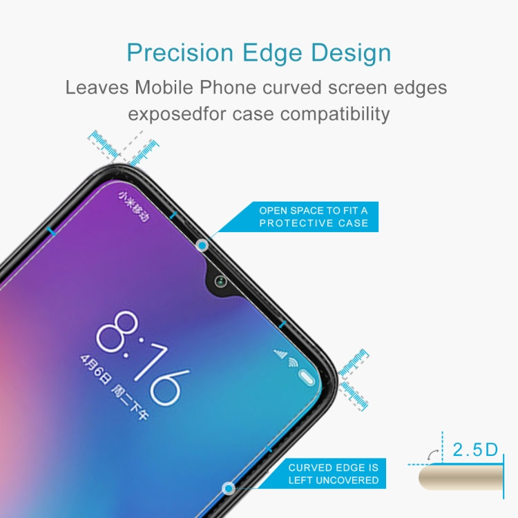 100 PCS 0.26mm 9H 2.5D Tempered Glass Film for Xiaomi Mi 9