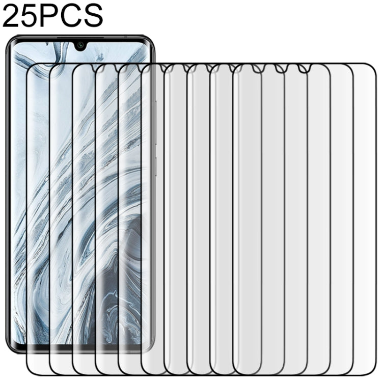25 PCS For Xiaomi Mi Note 10 9H HD 3D Curved Edge Tempered Glass Film (Black)