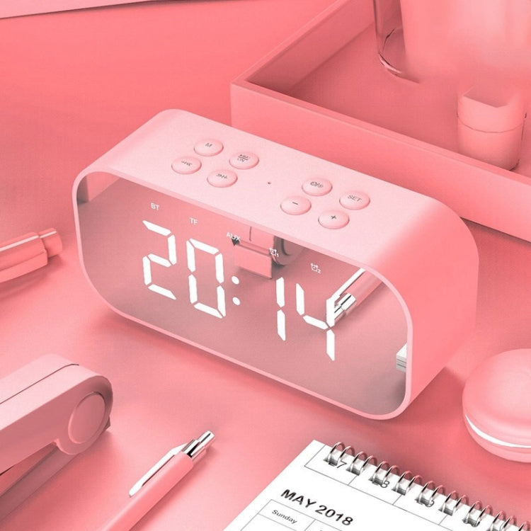 AEC BT501 Bluetooth 5.0 Mini Speaker with LED & Alarm Clock & Clock & Mirror, Support 32G TF Card(Pink) - Mini Speaker by AEC | Online Shopping South Africa | PMC Jewellery | Buy Now Pay Later Mobicred