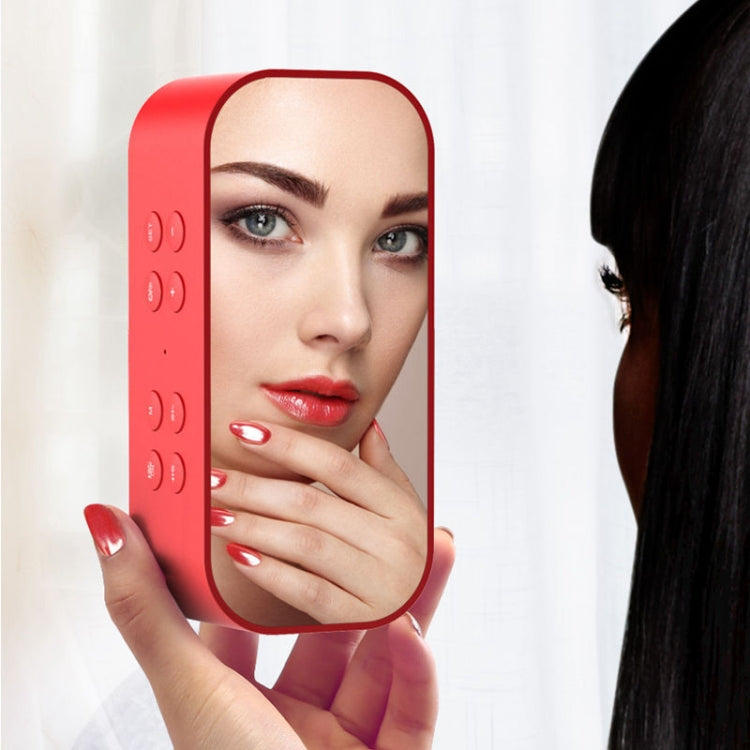 AEC BT501 Bluetooth 5.0 Mini Speaker with LED & Alarm Clock & Clock & Mirror, Support 32G TF Card(Red) - free shipping - PMC Jewellery - Order now!