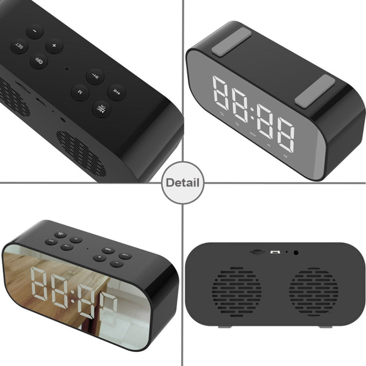 AEC BT501 Bluetooth 5.0 Mini Speaker with LED & Alarm Clock & Clock & Mirror, Support 32G TF Card(Red) - free shipping - PMC Jewellery - Order now!