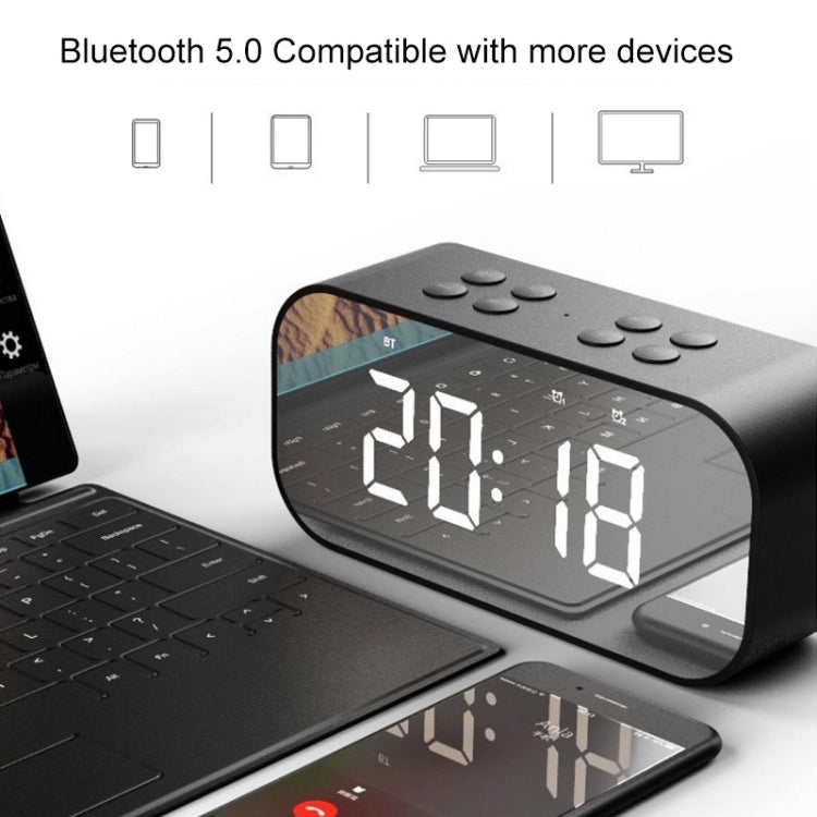 AEC BT501 Bluetooth 5.0 Mini Speaker with LED & Alarm Clock & Clock & Mirror, Support 32G TF Card(Red) - free shipping - PMC Jewellery - Order now!
