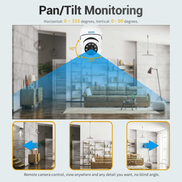 ESCAM PT208 1080P HD Light Bulb WiFi Camera, Support Motion Detection, Two-way Audio, Night Vision, TF Card - free shipping - PMC Jewellery - Order now!