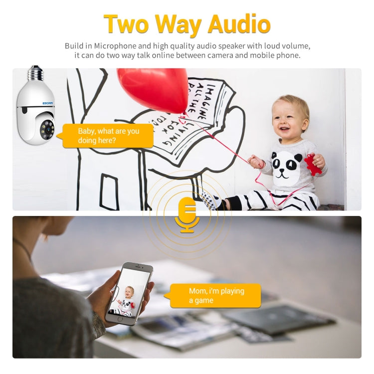 ESCAM PT208 1080P HD Light Bulb WiFi Camera, Support Motion Detection, Two-way Audio, Night Vision, TF Card - free shipping - PMC Jewellery - Order now!