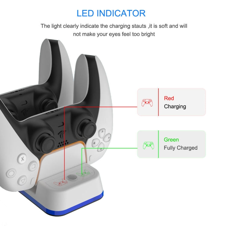 JYS P5116 Wireless Handle Dual Charging Station with Indicator Light For PS5