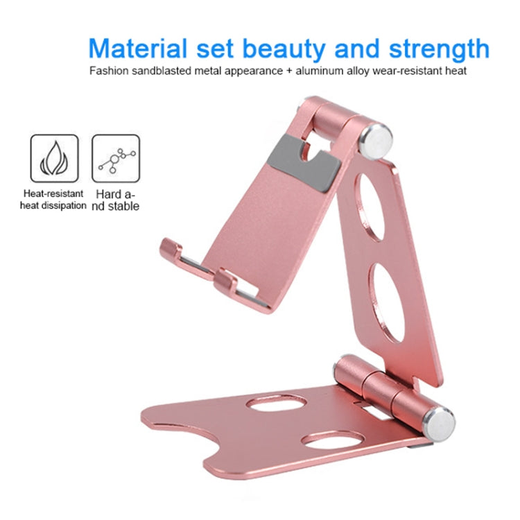 ROOSTAND R2 Aluminum Alloy Mobile Desktop Tablet Bracket Double Folding Lazy Artifact, Size: 6.4x7x9cm(Black)