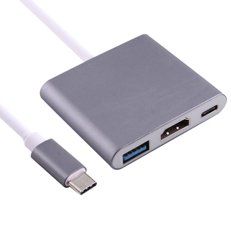 USB-C / Type-C 3.1 Male to USB-C / Type-C 3.1 Female & HDMI Female & USB 3.0 Female Adapter(Grey) - Cable & Adapters by PMC Jewellery | Online Shopping South Africa | PMC Jewellery | Buy Now Pay Later Mobicred