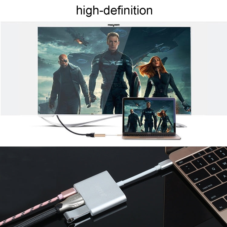 USB-C / Type-C 3.1 Male to USB-C / Type-C 3.1 Female & HDMI Female & USB 3.0 Female Adapter(Grey) - Cable & Adapters by PMC Jewellery | Online Shopping South Africa | PMC Jewellery | Buy Now Pay Later Mobicred