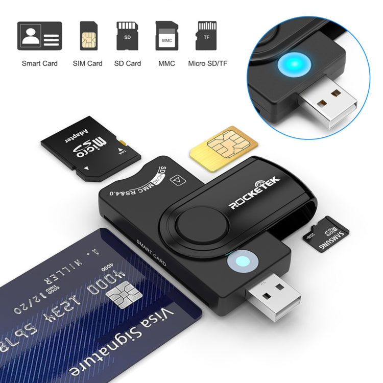 ROCKETEK CR310 USB 3.0 + TF Card + SD Card + SIM Card + Smart Card Multi-function Card Reader - free shipping - PMC Jewellery - Order now!