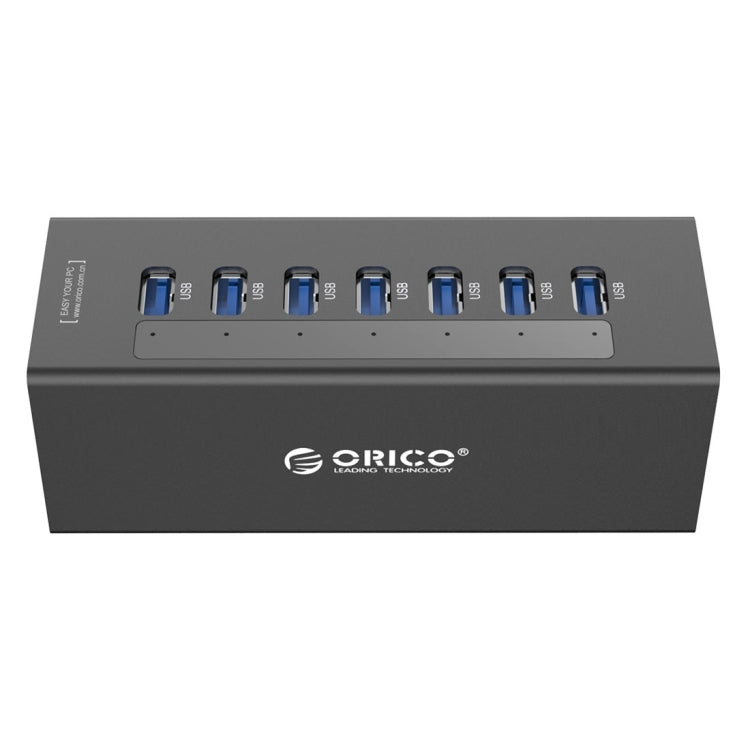 ORICO A3H7 Aluminum High Speed 7 Ports USB 3.0 HUB with 12V/2.5A Power Supply for Laptops(Black)