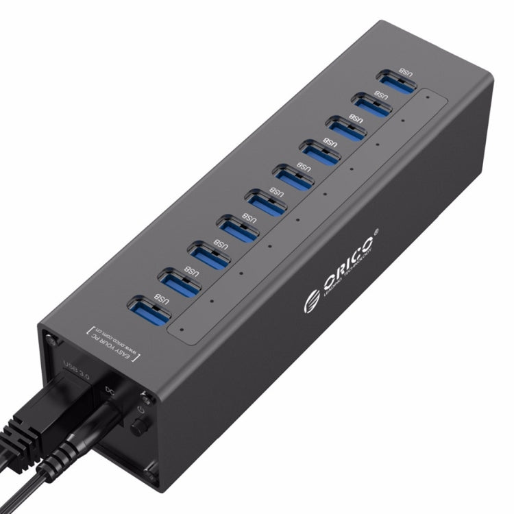ORICO A3H10 Aluminum High Speed 10 Ports USB 3.0 HUB with Power Adapter for Laptops(Black) - free shipping - PMC Jewellery - Order now!