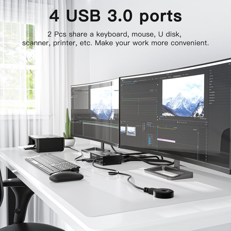 KC-KVM202AS 4K 60HZ USB3.0 HDMI Dual Display KVM Switcher Support EDID Analog Lock Screen - Switch by PMC Jewellery | Online Shopping South Africa | PMC Jewellery | Buy Now Pay Later Mobicred