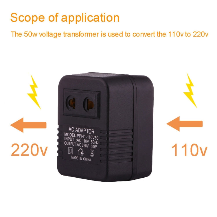 110V to 220V 50W AC Power Socket Adapter, EU/US Plug to US Plug(Black) - Plug Adaptor by PMC Jewellery | Online Shopping South Africa | PMC Jewellery