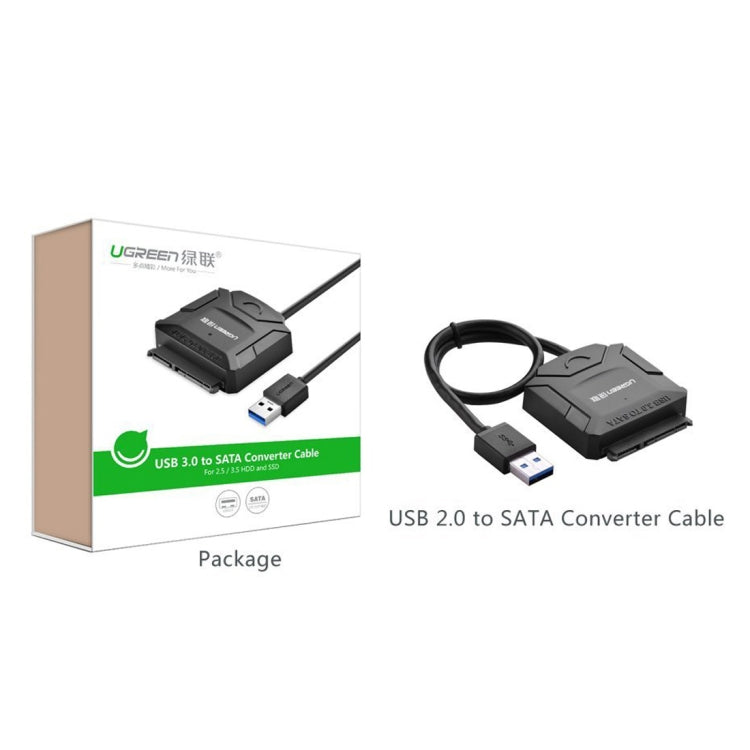UGREEN USB 3.0 to SATA Adapter Cable Converter for 2.5 / 3.5 inch Hard Drive Disk HDD and SSD, Support UASP SATA 3.0(Black) - USB to IDE / SATA by UGREEN | Online Shopping South Africa | PMC TechLife